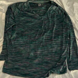 size 2x womens active shirt athletic  blue  long sleeved work out gym xxl